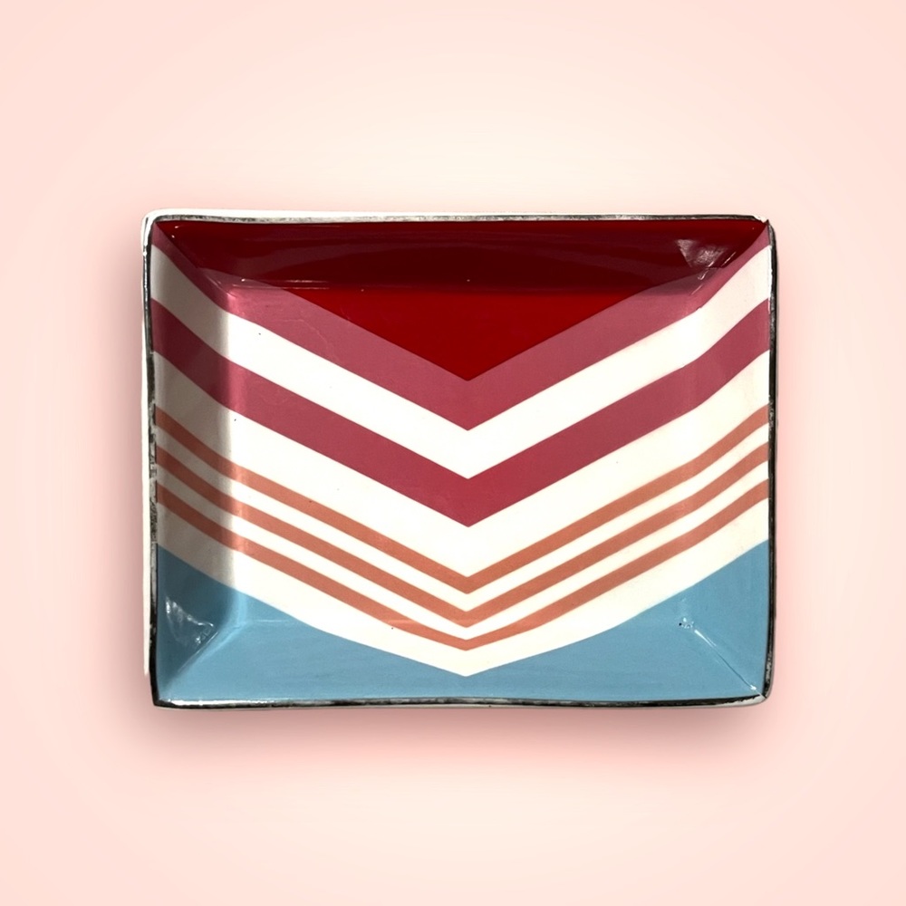 Adorable Preppy J. Crew Chevron Jewelry Trinket Catchall Tray